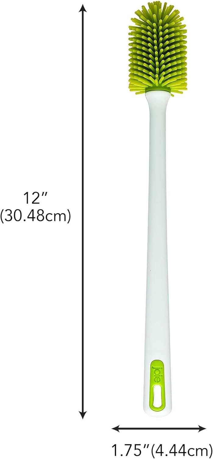 Joie Bottle Brush, Silicone Scrubber with Long Handle, Ideal for Cleaning Water Bottles, Baby Bottles and Glasses, Gentle Non-Scratch Bristles, Handy Kitchen Gadget, Colors May Vary