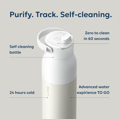 LARQ PureVis 2 Self Cleaning Water Bottle - UV Water Purifier with Filter Straw, Smart App Hydration Tracking, Insulated Stainless Steel