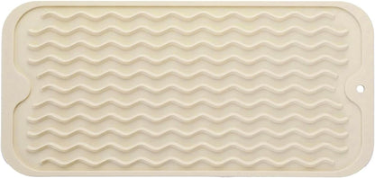 Silicone Dish Drying Mat, Non-Slip Easy Clean Sink Mat Large Heat-resistant Dish Drainer Mat for Kitchen Counter, Sink, Refrigerator or Drawer liner (12" x 6", BLACK)