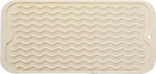 Silicone Dish Drying Mat, Non-Slip Easy Clean Sink Mat Large Heat-resistant Dish Drainer Mat for Kitchen Counter, Sink, Refrigerator or Drawer liner (12" x 6", BLACK)