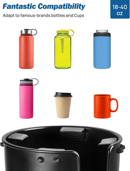 JOYTUTUS Large Stable Cup Holder Expander for YETI, Hydro Flask, Hold 18-40 oz Bottles and Mugs, Car Cup Holder Adapter with Adjustable Rubber Base