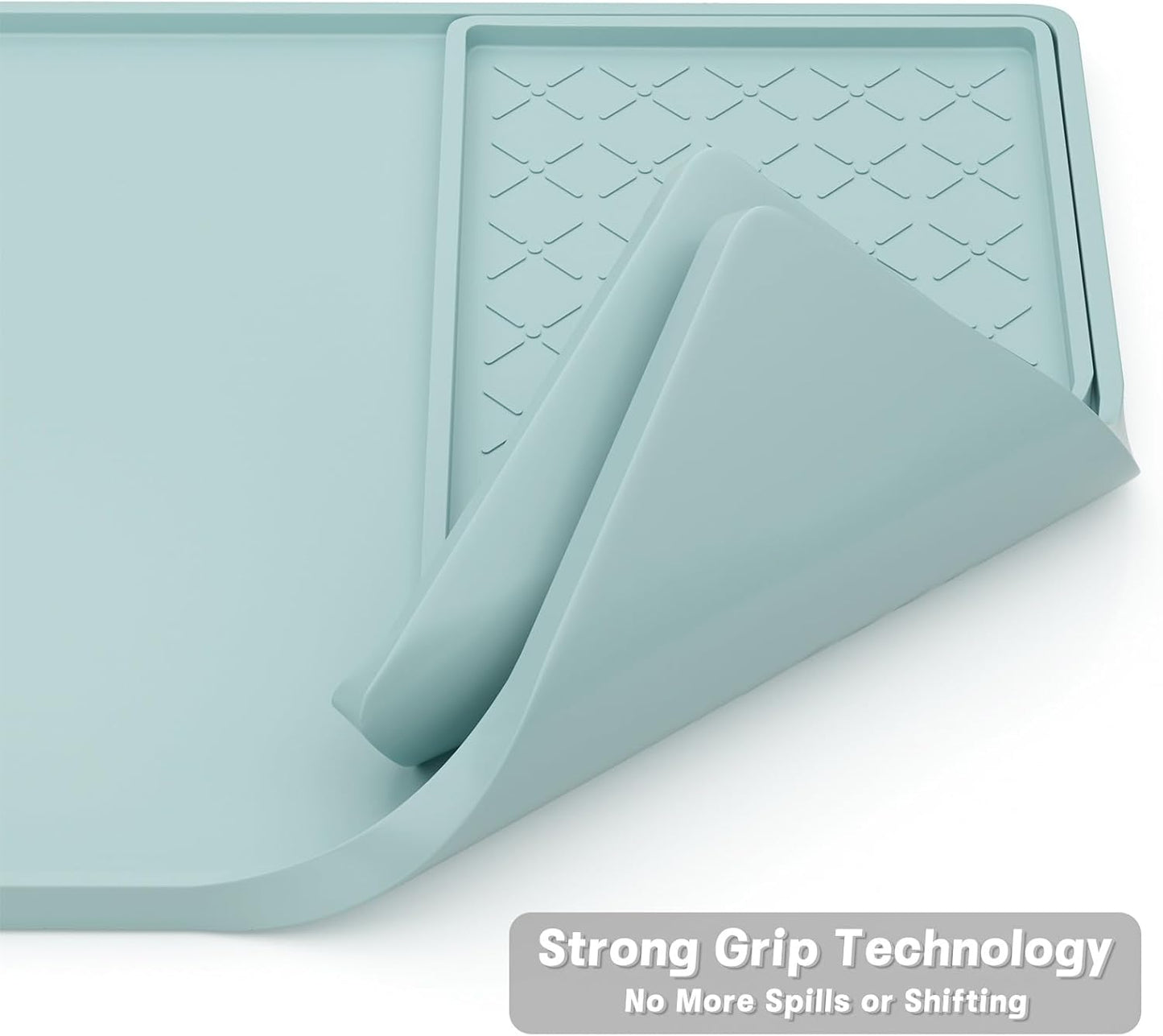 Rnivvi Silicone Coffee Mat, 16" x 24" Waterproof Raised Edge Coffee Bar Mats for Espresso Machine Station Accessories, Heat Resistant Detachable Dish Drying Pad for Kitchen Counter, Dish Rack, Green