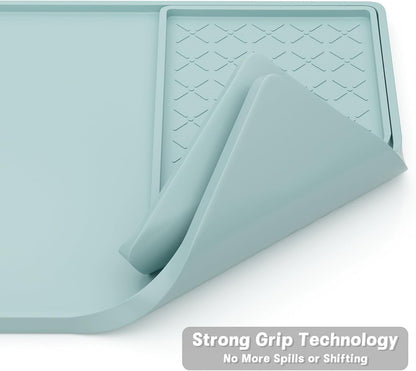 Rnivvi Silicone Coffee Mat, 16" x 24" Waterproof Raised Edge Coffee Bar Mats for Espresso Machine Station Accessories, Heat Resistant Detachable Dish Drying Pad for Kitchen Counter, Dish Rack, Green
