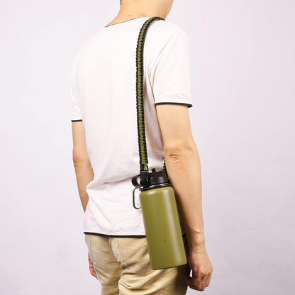 Wongeto Paracord Handle Carrier Holder with Shoulder Strap,Compatible with Hydro Flask Wide Mouth Water Bottles