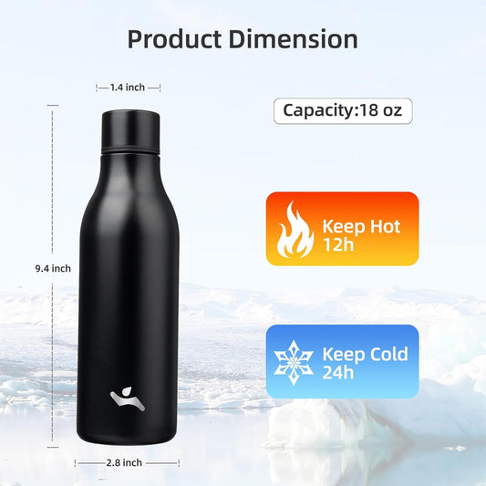 Konokyo Insulated Water Bottle with Strap,18 oz Double Wall Stainless Steel Vacuum Bottles Metal Water Flask,Macaron Green - Colors B