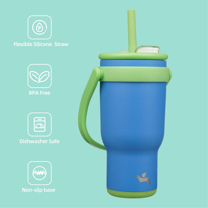 Konokyo 30 oz Tumbler with Side Handle, Insulated Water Bottle with Straw and 2 in 1 Lid, Stainless Steel Cup Travel Coffee Mug for Sports Office Gym,Purple