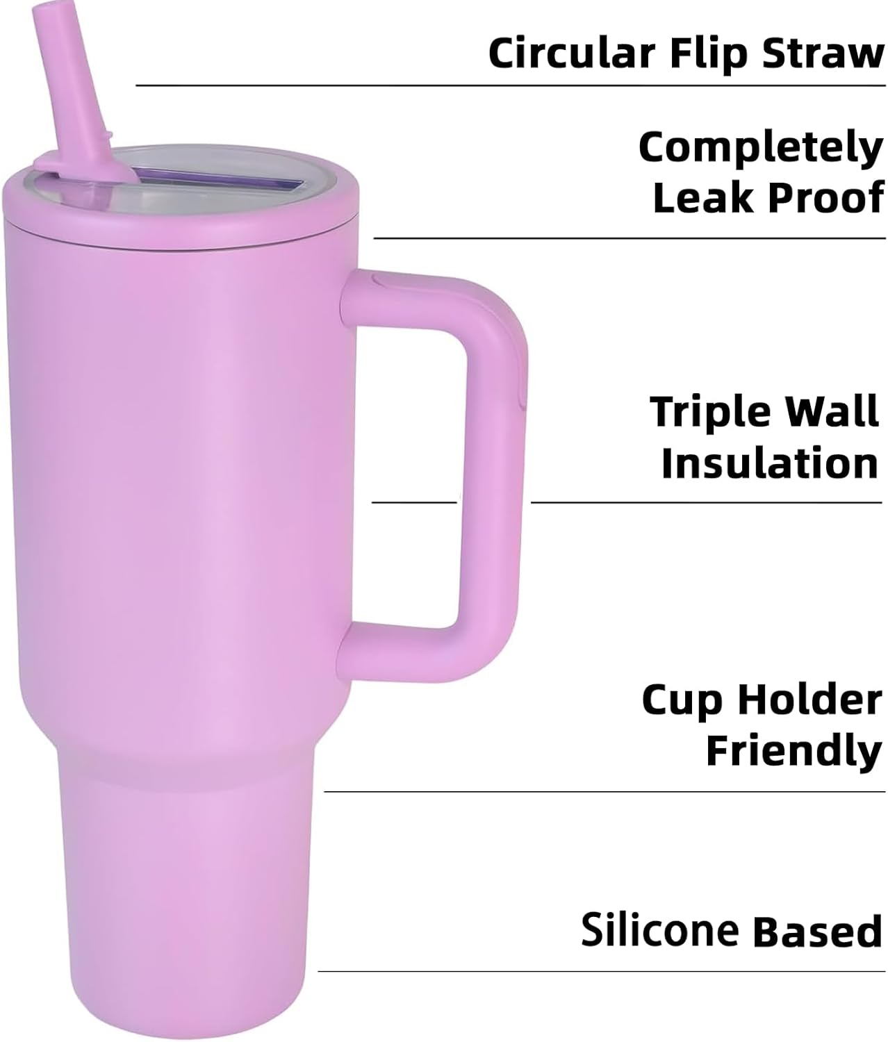 40 oz Insulated Tumbler with Handle,Flip Straw,Lid & Rubber Base Stainless Steel Water Bottle - Leak Proof Vacuum Insulated Mug BPA Free Reusable Travel Cup Gifts for Women/Men (light blue)