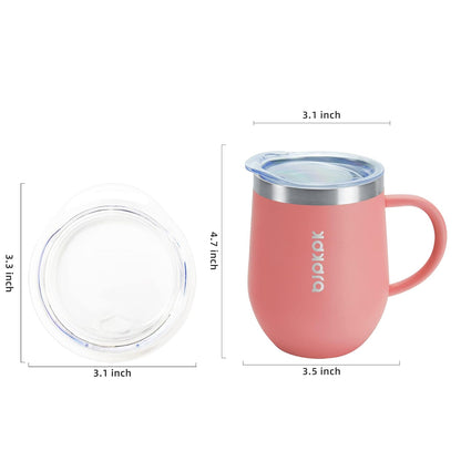 BJPKPK 2 pcs Insulated Coffee Mug, 14oz Insulated Tumbler with Lid, Stainless Steel Coffee Cups with Splash Proof Lid-White