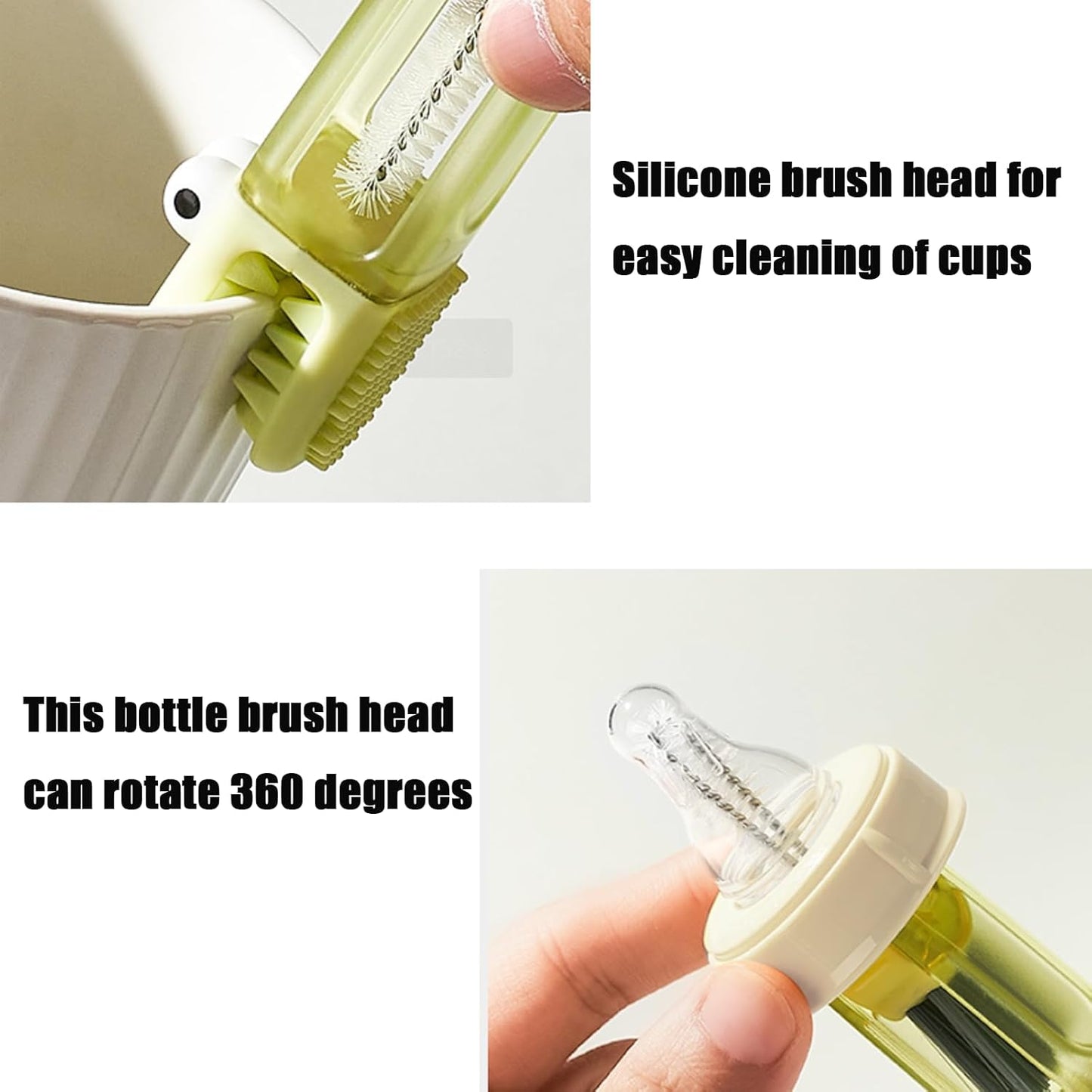 PandaEar 3-in-1 Crocodile Bottle Lid Cleaning Brush Set, Tiny Crevice Gap Cleaner for Insulated Tumblers, Sport Water Bottles & Baby Bottles, 3 PCS Brush for Lids & Straws (Blue/Orange/Green)