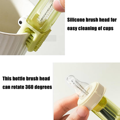 PandaEar 3-in-1 Crocodile Bottle Lid Cleaning Brush Set, Tiny Crevice Gap Cleaner for Insulated Tumblers, Sport Water Bottles & Baby Bottles, 3 PCS Brush for Lids & Straws (Blue/Orange/Green)