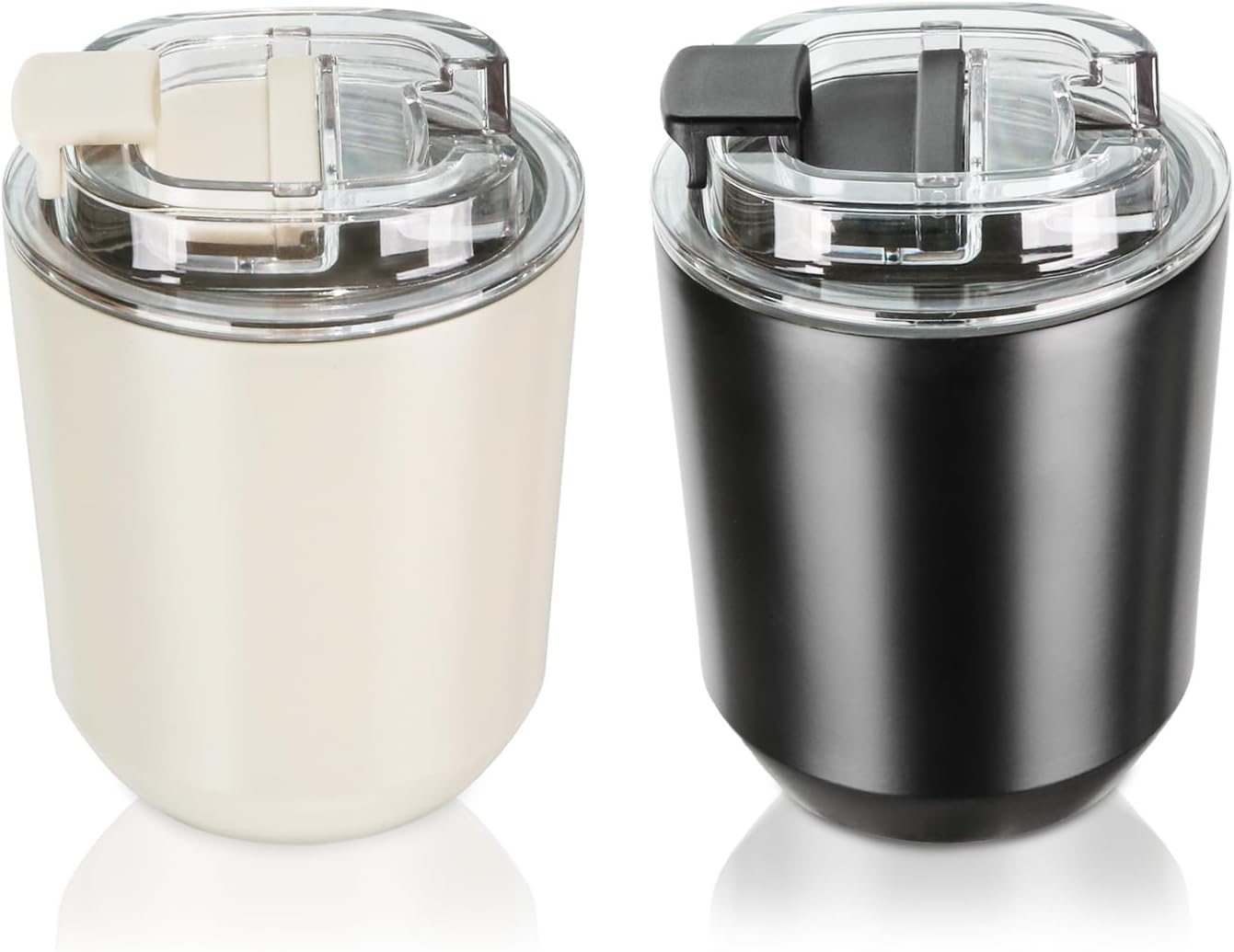 Puraville Insulated Tumblers with Lid, 14 oz Travel Coffee Mug Stainless Steel Vacuum Cup, Leak Proof Reusable Double Walled Coffee Tumbler for Iced and Hot Drinks, Cream