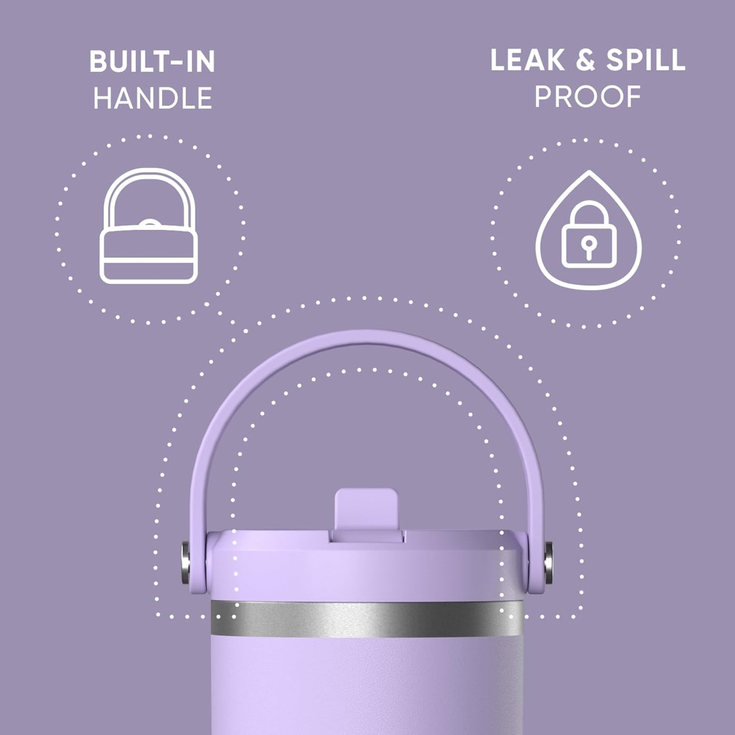 Hydrapeak Nomad 32oz Insulated Stainless Steel Travel Tumbler with Handle & Straw Lid, Leakproof, Cupholder Friendly, Keeps Drinks Cold 24 Hours, Reusable Bottle for Daily Hydration (Pale Sage)