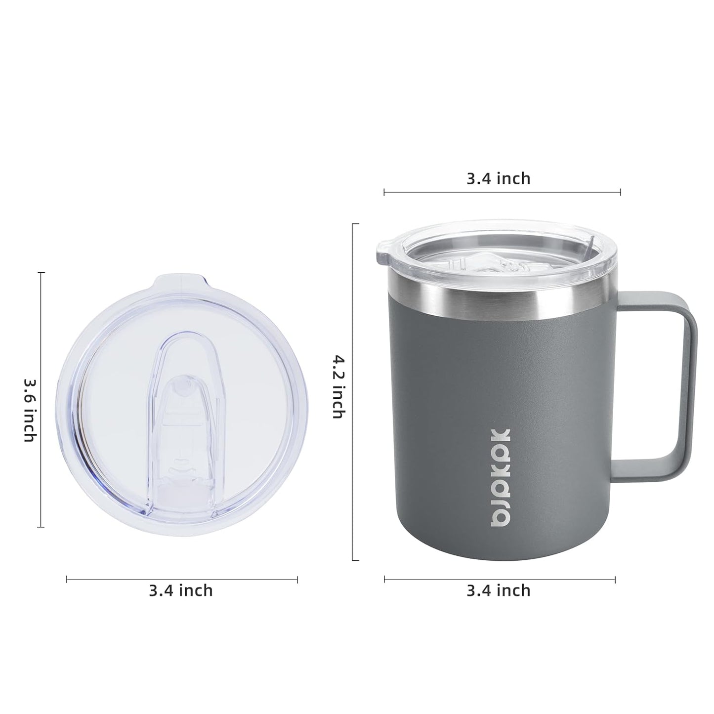 BJPKPK 2 pcs Insulated Coffee Mug, 14oz Insulated Tumbler with Lid, Stainless Steel Coffee Cups with Splash Proof Lid-White