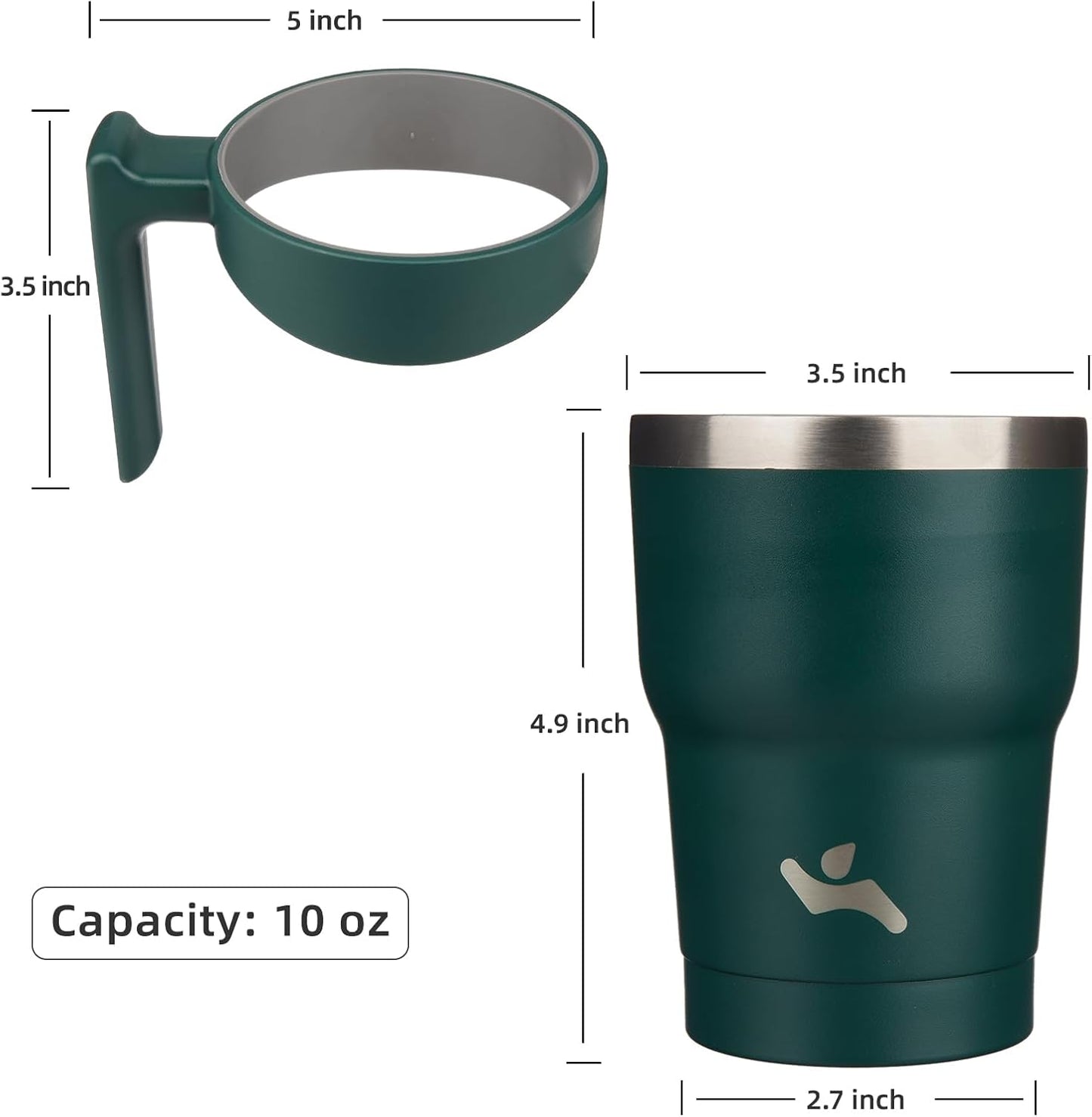 Konokyo 20 oz Tumbler with Handle and 2 Straw 2 Lid, Insulated Water Bottle Stainless Steel Vacuum Cup Reusable Travel Mug,Black