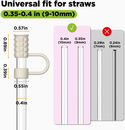 6 Pcs Straw Covers Caps, 0.4in/10mm Straw Toppers for Stanley Cup 30/40 oz, Starlight