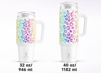 Meoky 32 oz Tumbler with Handle, Insulated Tumbler with Lid and Straw, Stainless Steel Travel Mug, Keeps Cold for 24 Hours, 100% Leak Proof, Fits in Car Cup Holder (Night)