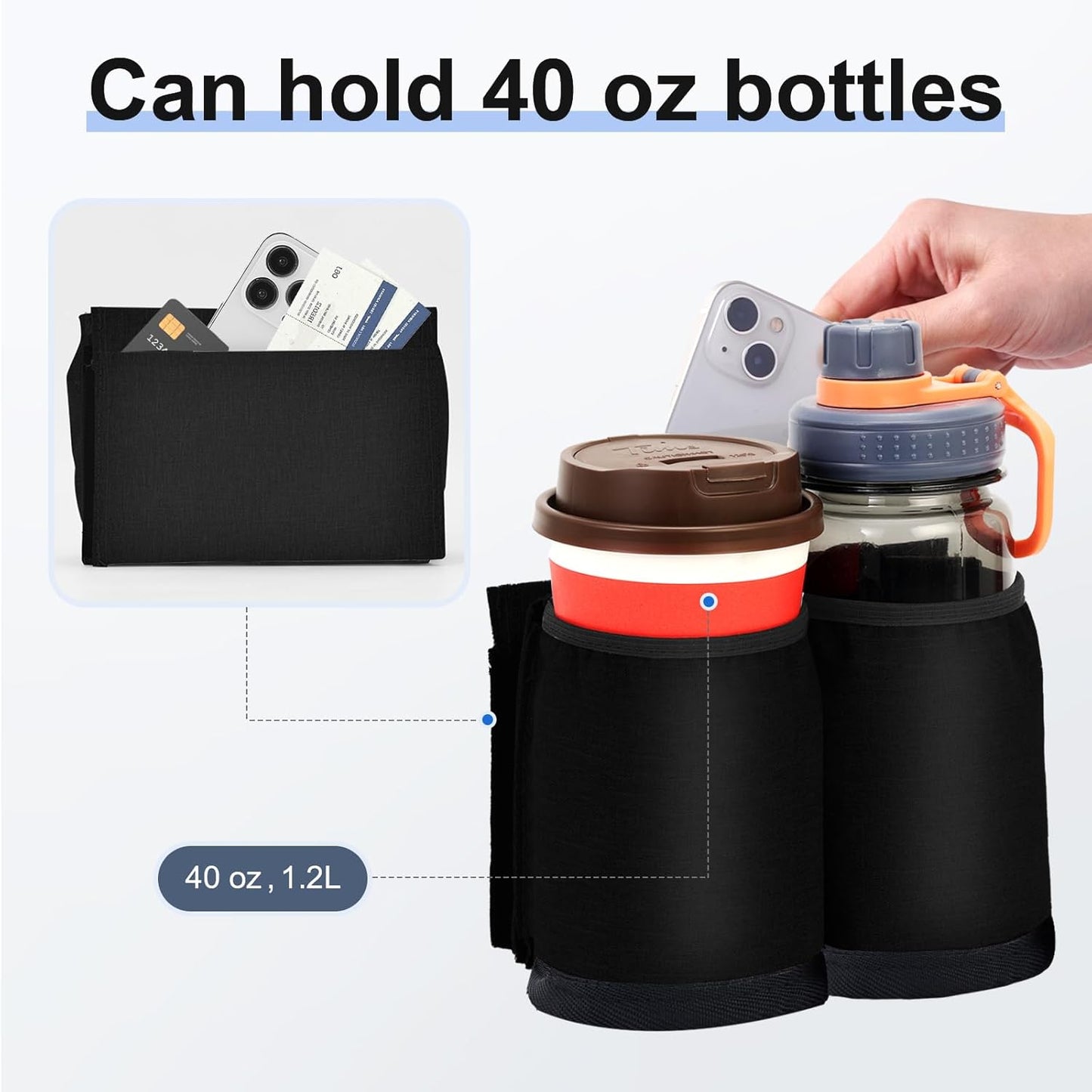 Luggage Cup Holder for Suitcases Free Hands, Travel Accessories, Luggage Cup Caddy Gifts, Beverage Holder, Universal Luggage Accessories for Flight Attendants, Business Travelers, Grey