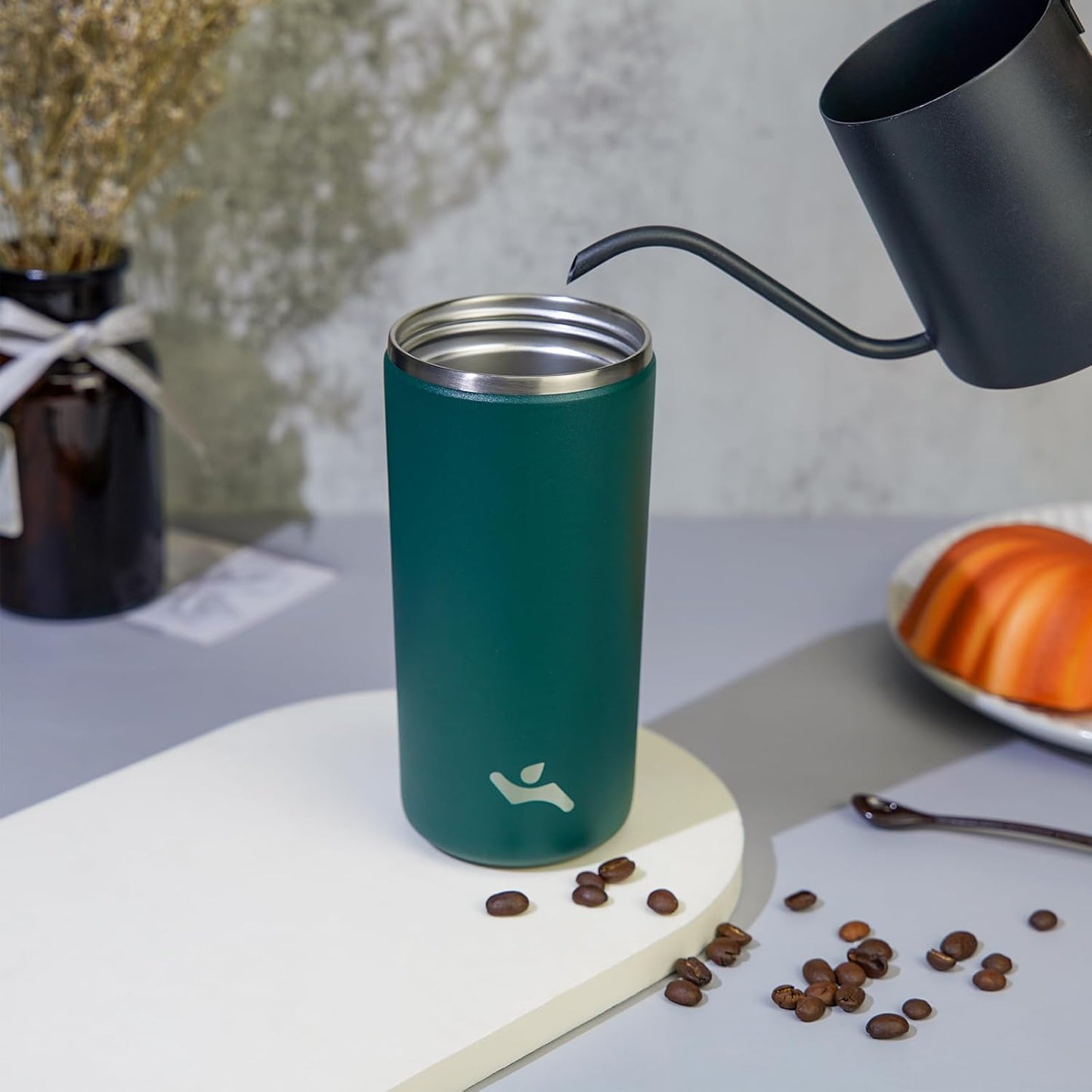 Konokyo Tumbler with Lid, 16 oz Travel Coffee Mug Double Wall Vacuum Stainless Steel Thermal Metal Cup Insulated Water Bottle,Navy Blue