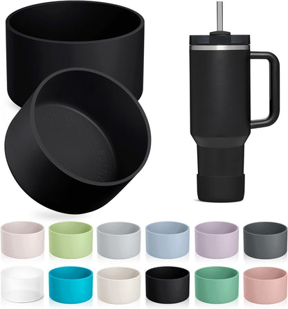 KTKUDY 2-Pack Silicone Boot for Stanley Tumbler 40 30 20 oz & Intended for Hydro Flask 12-24 oz - Cup Boot fit Select Yeti, Simple Modern, Owala Water Bottle - Bottom Cover Accessories Fit Stanley Cup