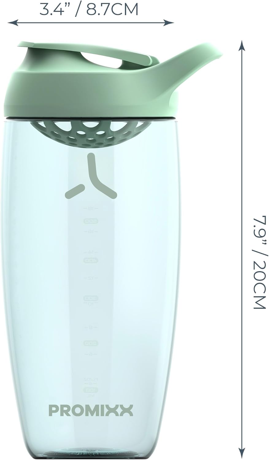 Promixx Pursuit Protein Shaker Bottle (24 oz) – Silent No-Ball Mixer, Leak-Proof Lid, BPA/BPS & Phthalate-Free ECOZEN – Easy-Clean Shaker Cup for Protein Shakes, Pre & Post-Workout Smoothies