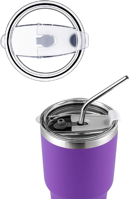 D·S 30oz Blue Tumbler Stainless Steel Double Wall Vacuum Insulated Mug with Straw and Lid, Cleaning Brush for Cold and Hot Beverages
