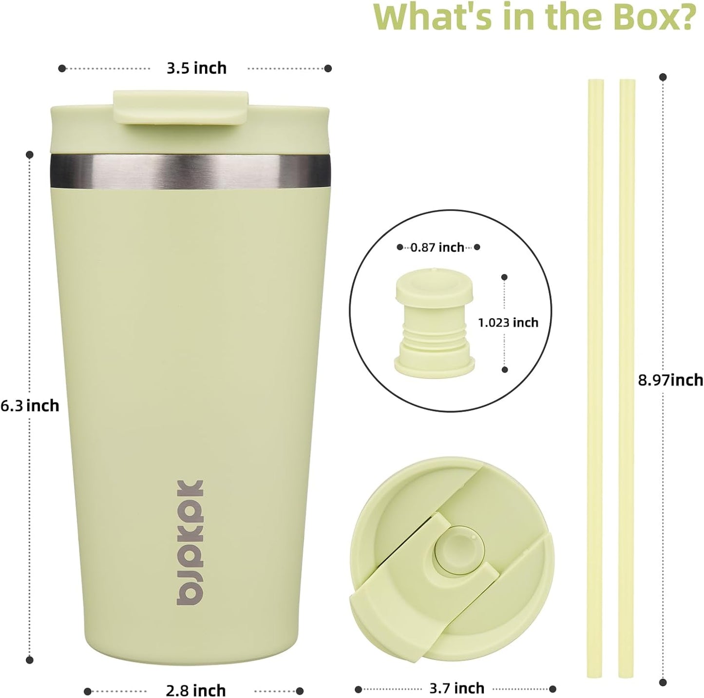 BJPKPK 22oz Insulated Tumbler With lid And Straw Stainless Steel Tumblers Travel Coffee Mug Reusable Thermal Cup,Sky