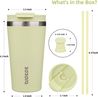 BJPKPK 22oz Insulated Tumbler With lid And Straw Stainless Steel Tumblers Travel Coffee Mug Reusable Thermal Cup,Sky