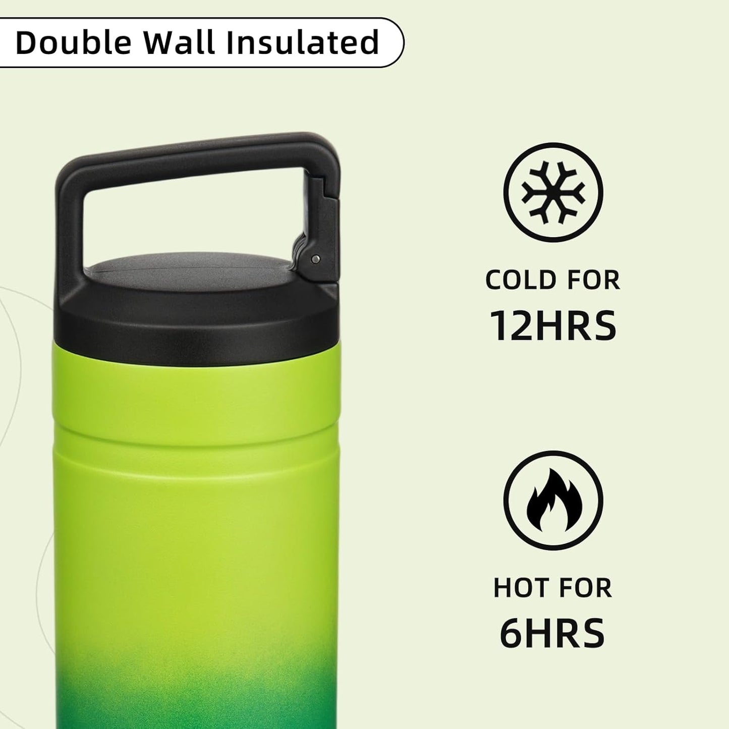 BJPKPK Insulated Water Bottle with 2 Lids,20 oz Double Wall Stainless Steel Vacuum Tumbler Travel Coffee Mug,Wide Mouth Thermal Cup,Haze Blue