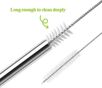 10.5 Inch Stainless Steel Straws Replacement for Starbucks Cold Cup Venti 24 oz, 6 PCS Straight Reusable Metal Straw with Cleaning Brush, 10.5" X 0.31" Compatible with Starbucks Tumblers