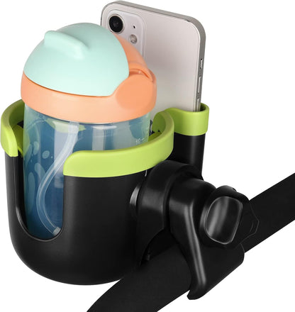 Accmor Stroller Cup Holder with Phone Holder, Bike Cup Holder, Universal Cup Holder for Uppababy Nuna Doona Strollers, 2-in-1 Cup Holder for Walker, Wheelchair, Scooter - Colors B