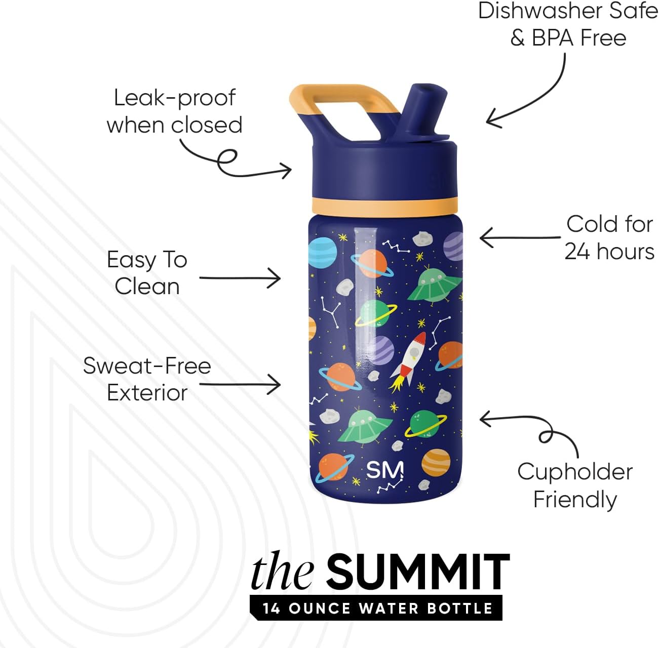 Simple Modern Kids Water Bottle with Straw Lid | 14oz Insulated Stainless Steel Kids Tumbler & Spill Proof Toddler Cup for School, Girls, Boys | Summit | Chloe Floral - Colors A
