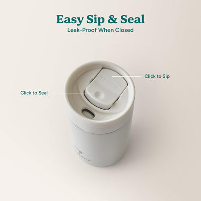 REDUCE Perk 10oz Insulated Coffee Tumbler – Leak-Proof with Lockable Lid and Vacuum Insulation–Durable Stainless Steel–Fits Car Cup Holders–One-Handed Travel Mug in Sand Leopard Print-Gentle Lavender