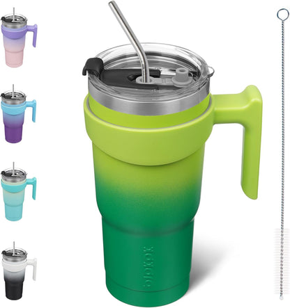 BJPKPK Tumbler With Handle And Straw Lid 40 oz Stainless Steel Insulated Coffee Tumbler Cups For Home, Office or Car,Turquoise