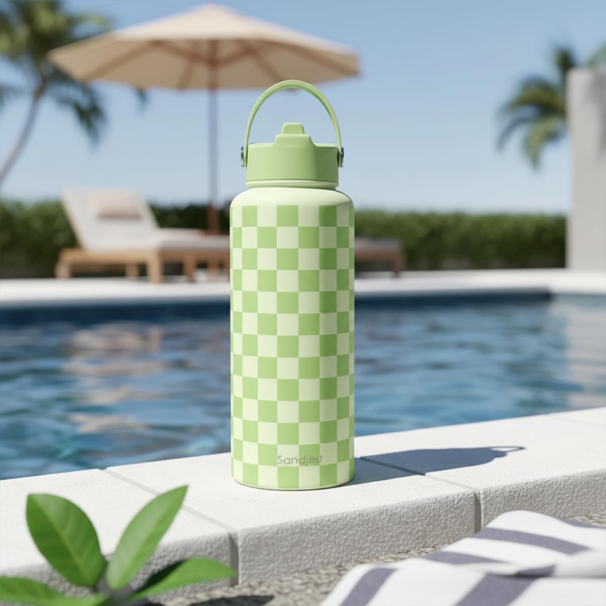 SANDJEST Pickleball Gift for Women, Water Bottle Stainless Steel 32oz with Lid & Straw, Sport Insulated Bottles Gifts for Girls Friends Teens Birthday Christmas