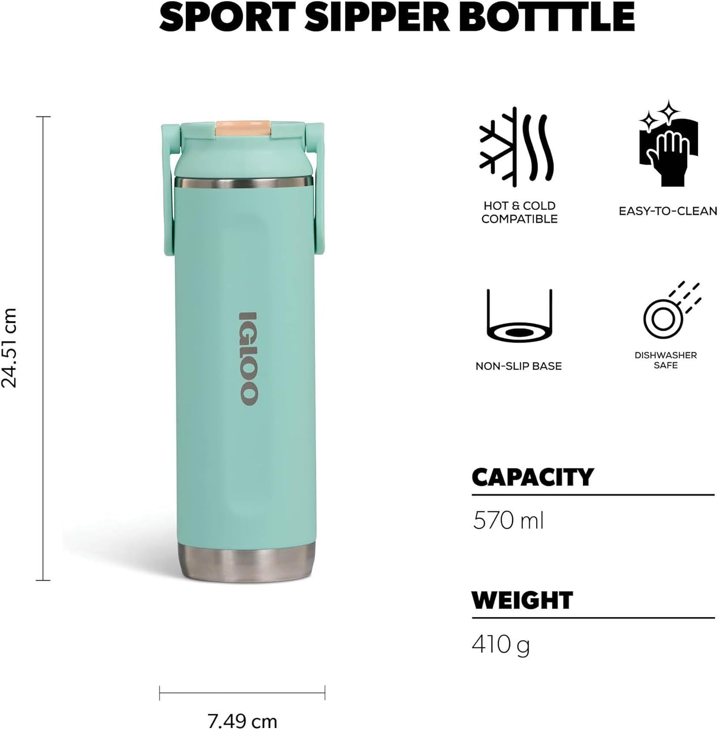 Igloo 20 oz Stainless Steel Tumbler | Sport Sipper Bottle | Thrift Pink