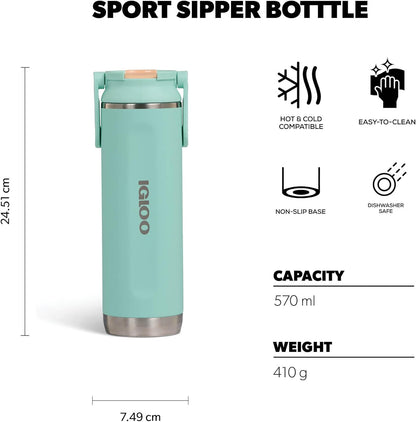 Igloo 20 oz Stainless Steel Tumbler | Sport Sipper Bottle | Thrift Pink
