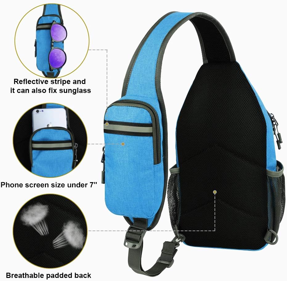 WATERFLY Crossbody Sling Backpack Sling Bag Travel Hiking Chest Bag Daypack (Black)