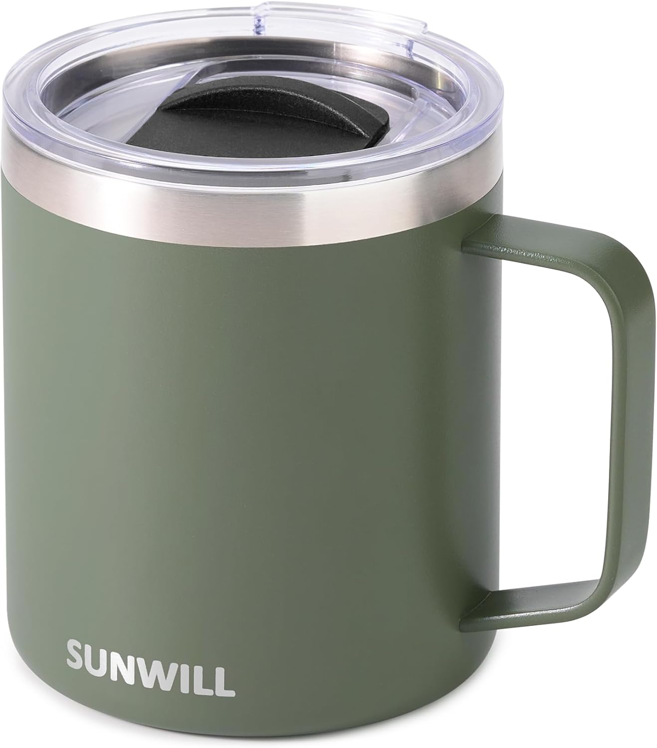 SUNWILL Travel Coffee Mug with Lid, Insulated Tumbler with Handle, 14 oz Stainless Steel Cup for Ice, Water, Tea, Rose Gold