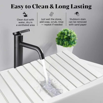 Large Stone Dish Drying Mat for Kitchen Counter – 24"(L)×16 "(W) Foldable Super Absorbent Diatomaceous Earth Dish Drying Mat, Kitchen Counter Mats for Plate Rack, Cups, Match Any Countertop - Gray