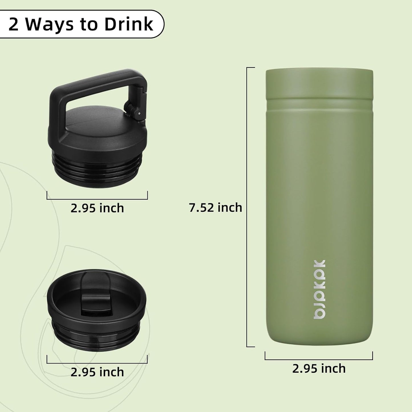 BJPKPK Insulated Water Bottle with 2 Lids,20 oz Double Wall Stainless Steel Vacuum Tumbler Travel Coffee Mug,Wide Mouth Thermal Cup,Haze Blue