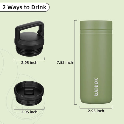 BJPKPK Insulated Water Bottle with 2 Lids,20 oz Double Wall Stainless Steel Vacuum Tumbler Travel Coffee Mug,Wide Mouth Thermal Cup,Haze Blue