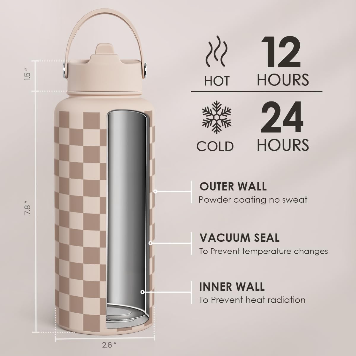 SANDJEST Pickleball Gift for Women, Water Bottle Stainless Steel 32oz with Lid & Straw, Sport Insulated Bottles Gifts for Girls Friends Teens Birthday Christmas