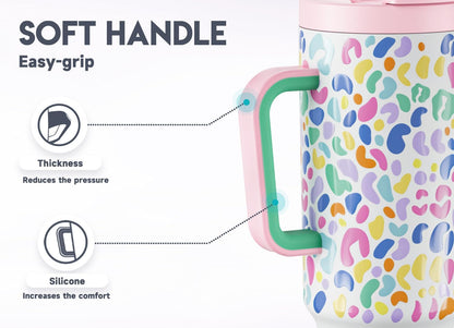 Meoky 32 oz Tumbler with Handle and Flip Straw, 100% Leakproof Tumbler with Lid and Straw, Stainless Steel Insulated Cup, Cupholder Friendly, Keeps Cold for 24 Hours (Night)