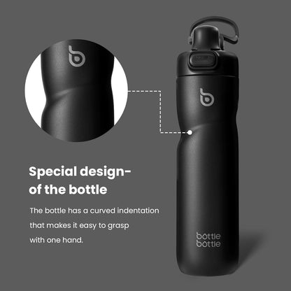 BOTTLE BOTTLE Insulated Water Bottle 24 oz with Handle and Flip Tops Lids Stainless Steel Water Bottle Push Button Lid Leak proof Portable for Running Travel Sports Hiking blue