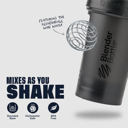 BlenderBottle Classic V2 Shaker Bottle Perfect for Protein Shakes and Pre Workout, 20-Ounce, Clear/Black