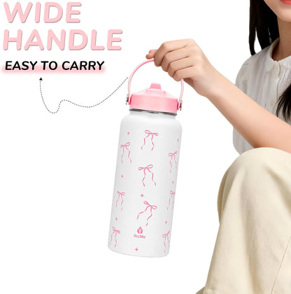 32oz Pickleball Insulated Water Bottle with Lid,Stainless Steel Water Bottl with Flip Straw and Handle,Gifts for Pickleball Players, Pickleball Lovers,Women Girls,Leak Proof Water Bottle