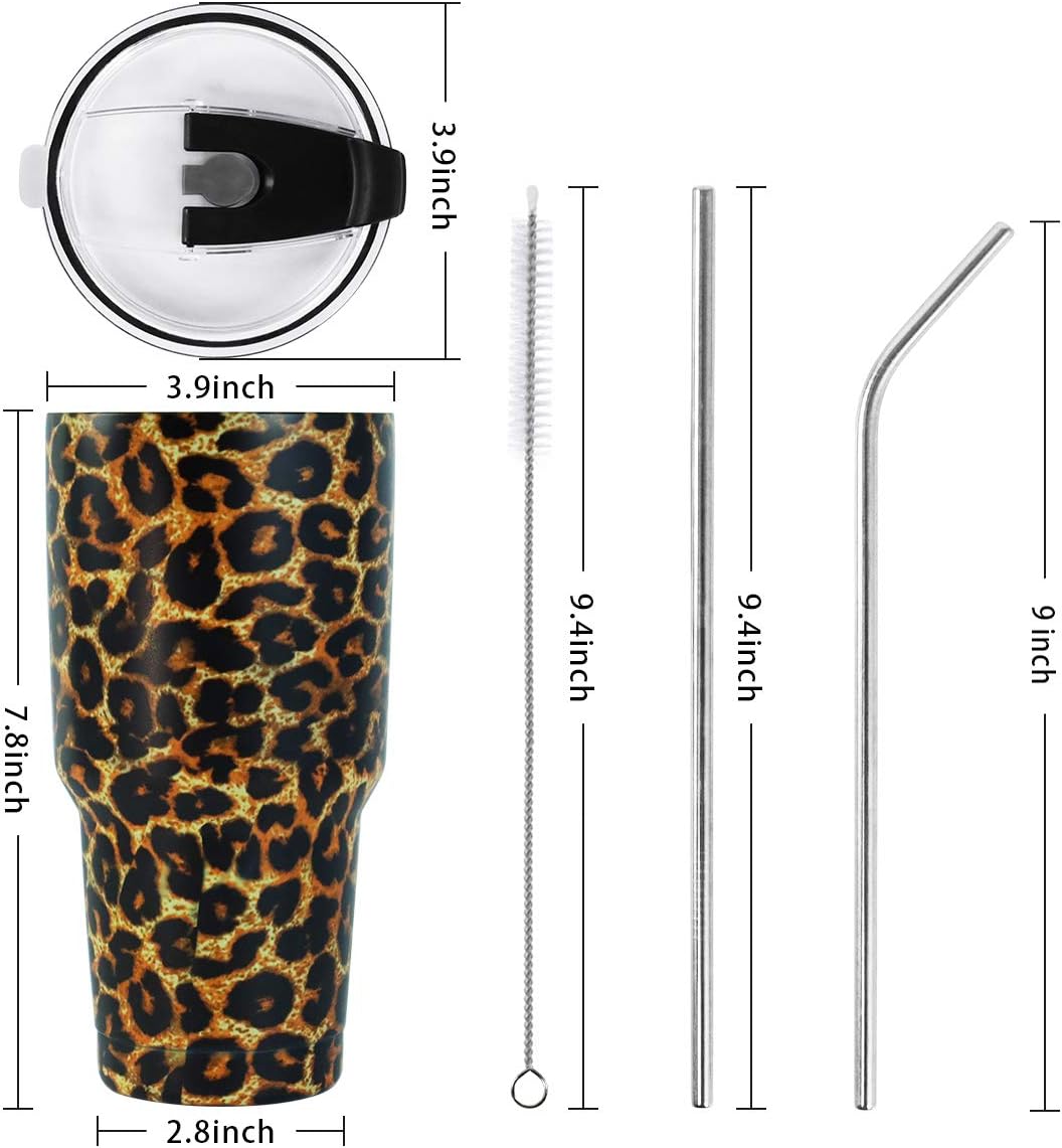 SYACOT 30oz Tumbler Double Wall Stainless Steel Vacuum Insulated Travel Mug with Splash-Proof Lid Metal Straw and Brush
