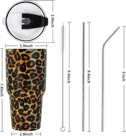 SYACOT 30oz Tumbler Double Wall Stainless Steel Vacuum Insulated Travel Mug with Splash-Proof Lid Metal Straw and Brush