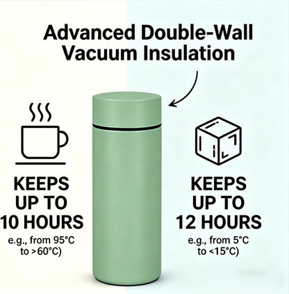 Insulated Water Bottle with Tea Infuser, Stainless Steel Insulated Flask, Leak Proof ，Vacuum Tumbler for Coffee, Tea and Drinks, BPA Free, Keeps Drinks Hot or Cold, 11oz (Green)