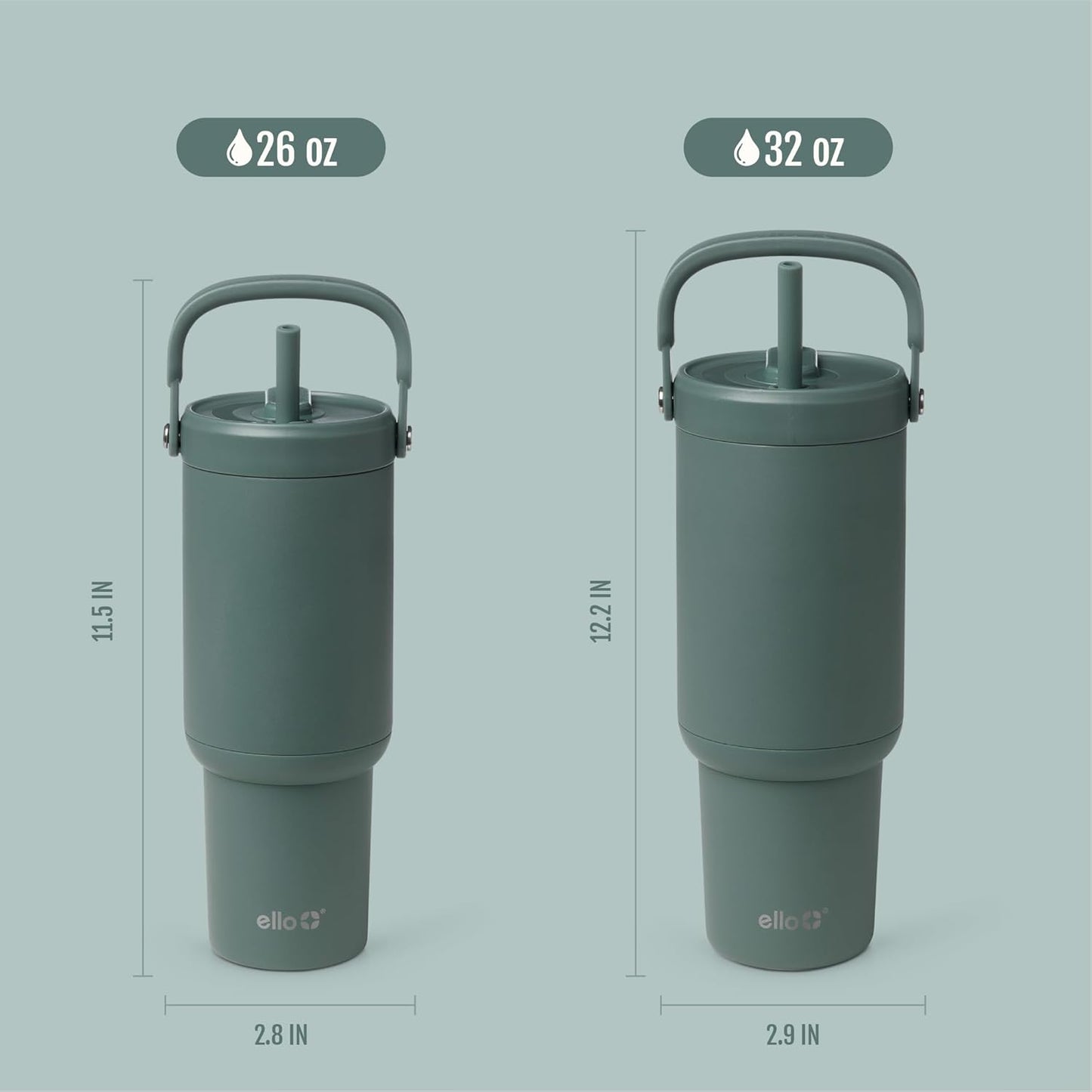 Ello Oasis Go+ 26oz Tumbler with Top Handle and Retracting Straw | Reusable Insulated Stainless Steel Cup, 100% Leakproof Water Bottle, 24 Hours Cold, Cup Holder Friendly For Travel | Wild Rasberry